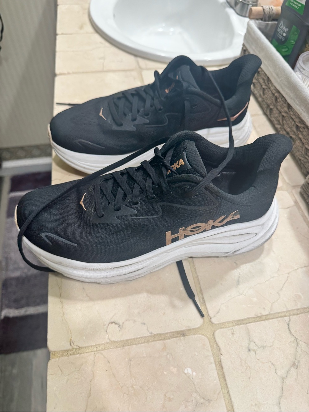 Hoka Black and Rose Gold Men's/Unisex Running Sneakers